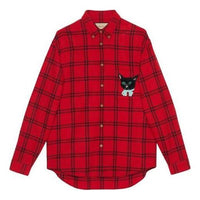 Gucci Check Wool Shirt With Gucci Cat Patch 'Red' 663380-ZAHB1-6153