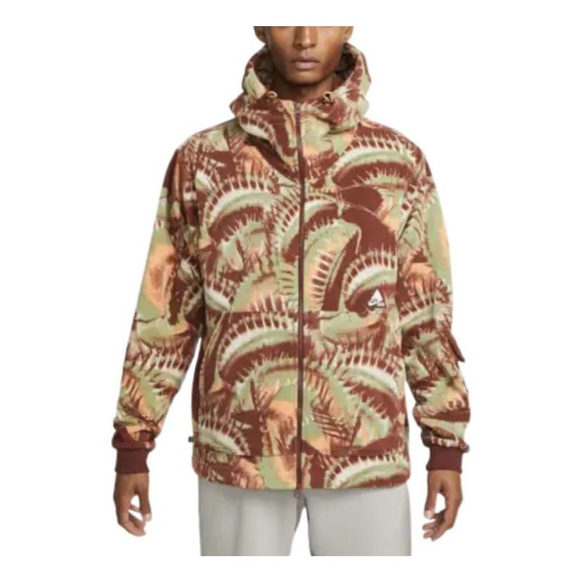 Nike printed hooded zipped jacket 'Brown' DQ6116-217