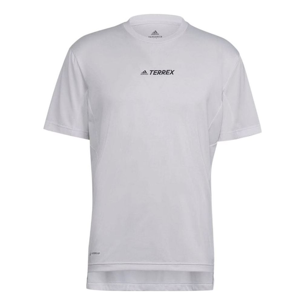 Men's adidas Solid Color Logo Round Neck Pullover Short Sleeve White T-Shirt H53383