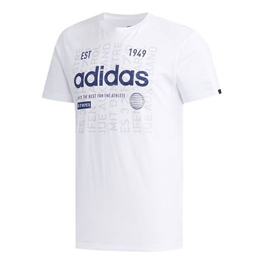 adidas Logo Printing Round Neck Casual Sports Short Sleeve White FM6279