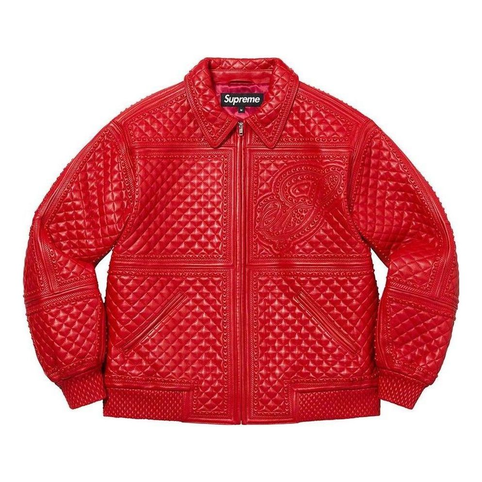 Supreme Studded Quilted Leather Jacket 'Red' SUP-FW22-012