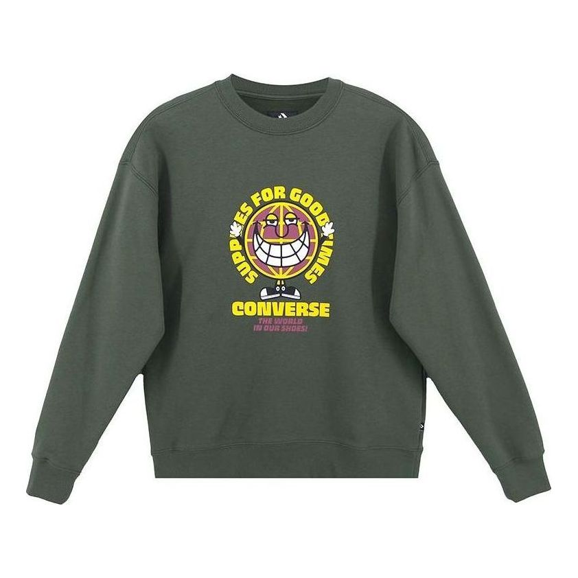 Converse GOOD TIMES Graphic Pullover Crew Sweatshirt Asia Sizing 'Olive Green' 10022318-A02