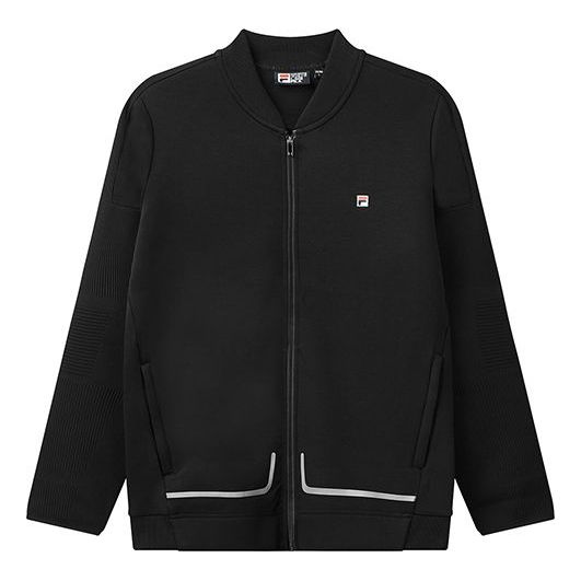 Men's FILA Business Logo Casual Sports Knit Black Jacket F11M038509F-BK
