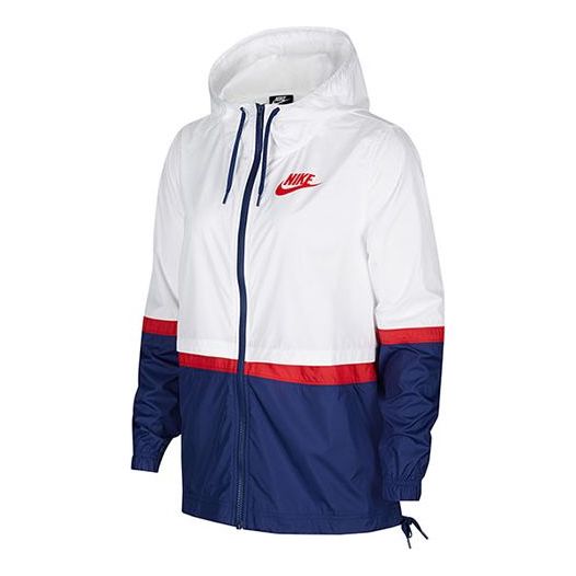 (WMNS) Nike Color Matching Hooded Sports Jacket White CZ1918-106