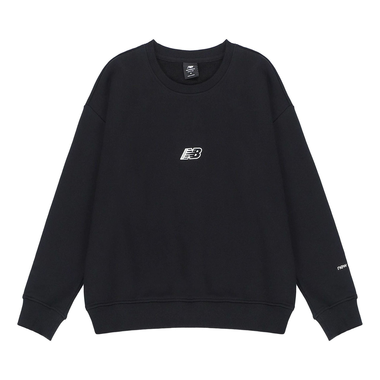 (WMNS) New Balance Essentials Sweatshirt Asia Sizing 'Black White' AWT23514-BK