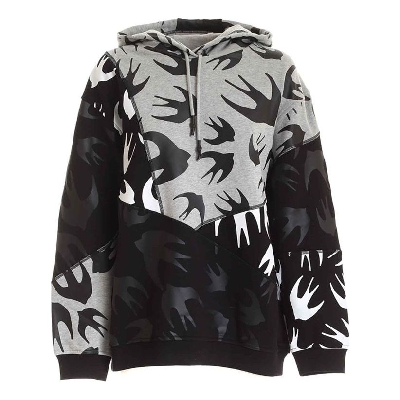 (WMNS) Alexander McQueen Swallow Pattern Hoodie 'Black' 620566-RPT49-1073