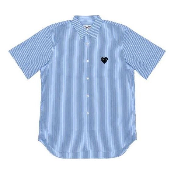 (WMNS) COMME des GARCONS PLAY Striped Short Sleeve Shirt Black Emblem 'Blue' AZ-B021-051-1