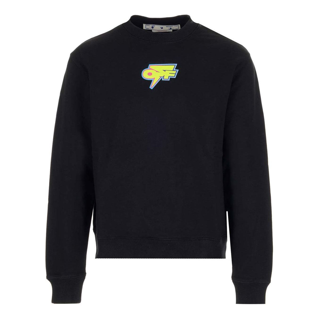 Men's Off-White FW22 Logo Printing Round Neck Hoodless Long Sleeves Black OMBA057F22FLE0051070