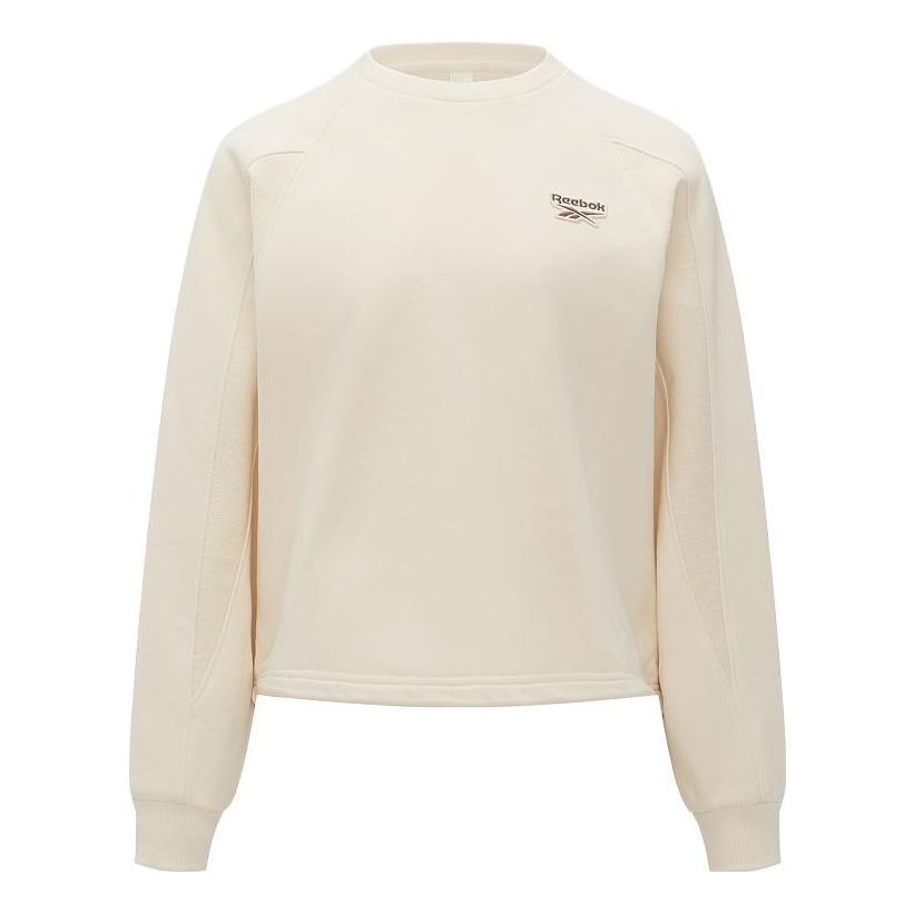 (WMNS) Reebok Round Neck Knitted Loose Casual Pullover Sweatshirt 'White' 23FRC304WGW2