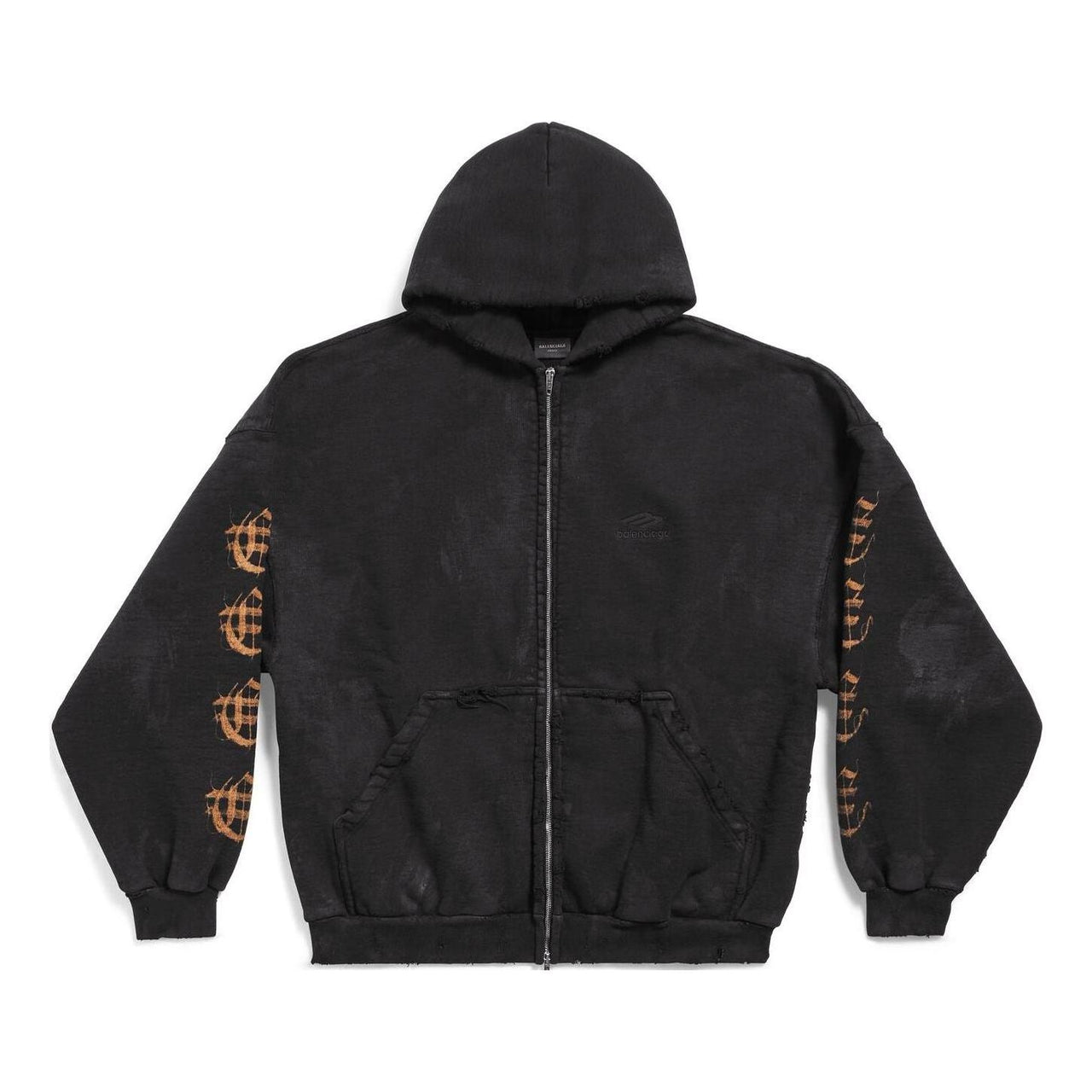 Balenciaga Heavy Metal Zip-Up Hoodie Oversized 'Black Faded' 744444TOVD91055