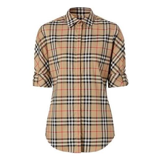 (WMNS) Burberry Vintage Check Stretch Cotton Twill ShirtPrice undefined 'Beige' 80184751