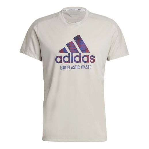 adidas Rfo Gpx Tee M Logo Printing Running Sports Short Sleeve Bauxite Brown GJ6456
