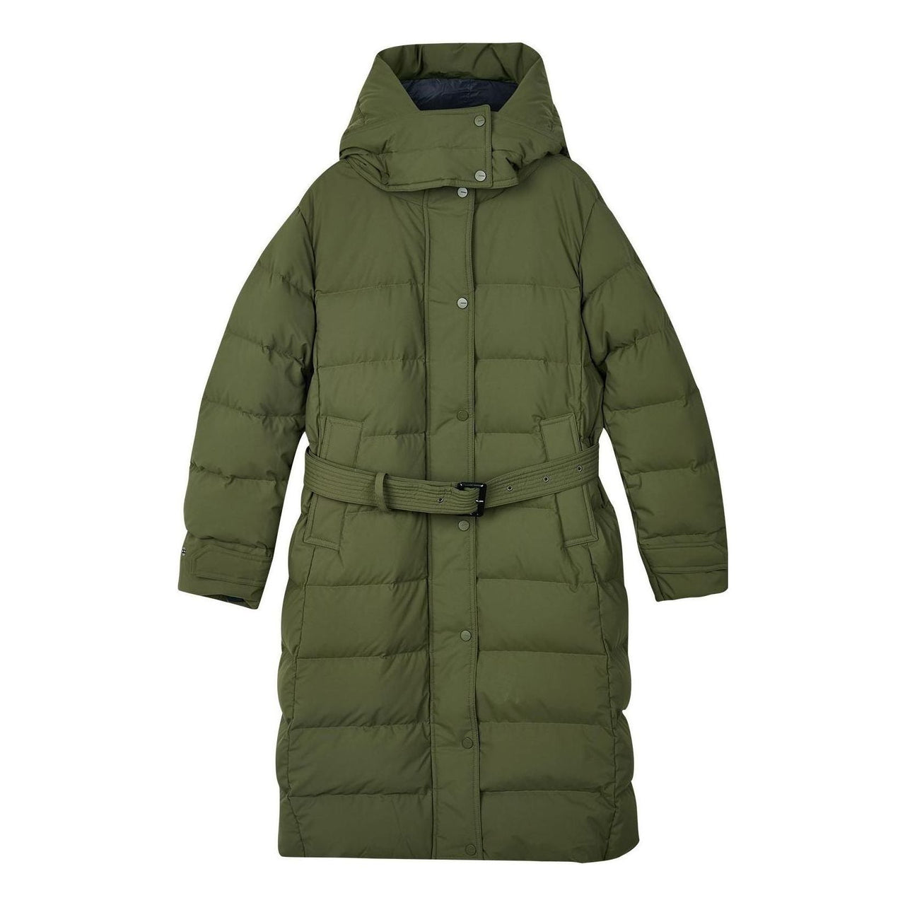 (WMNS) Skechers Bob's Series Casual Hooded Long Woven Down Jacket 'Green' L423W061-0067