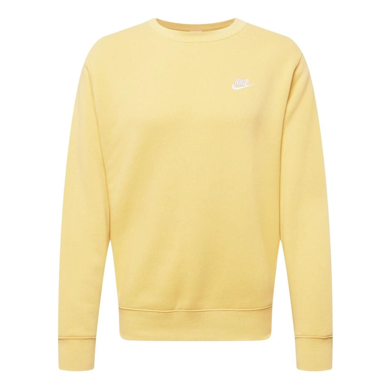 Nike Sportswear Club Solid Color Logo Embroidered Round Neck Long Sleeves Yellow BV2662-700