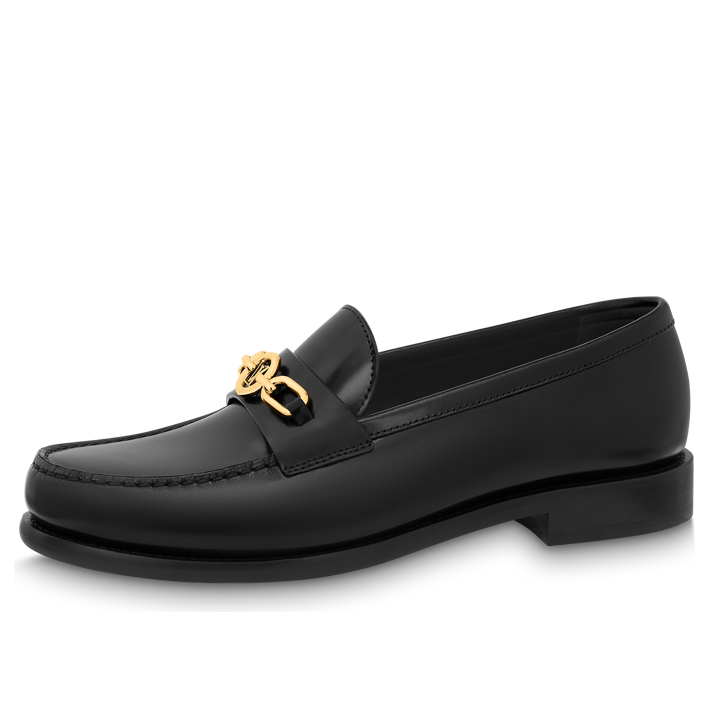 (WMNS) حذاء لوفرز مسطح من LOUIS VUITTON Chess Flat Loafer باللون الأسود 1ABIBA