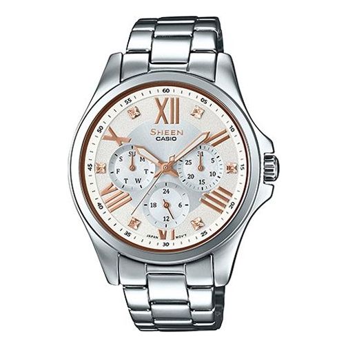 CASIO SHEEN Champagne Watch Dial Silver Strap Silver Analog SHE-3806D-7B