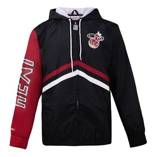 Mitchell & Ness x NBA Miami Heat Undeniable Full Zip Windbreaker Jacket 'Black Red' OJZP3409-MHEYYPPPBLCK