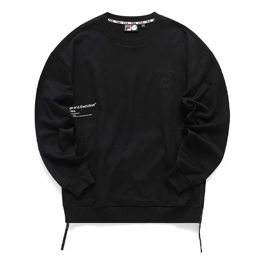 FILA Embroidered Letter Crew Neck Sweatshirt Black T11M111214F-BK