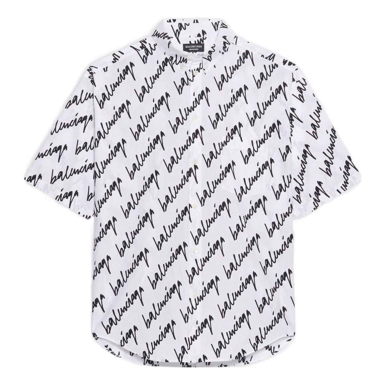 Balenciaga Allover Scribble Short Sleeve Shirt 'White Black' 681702TLLJ49040