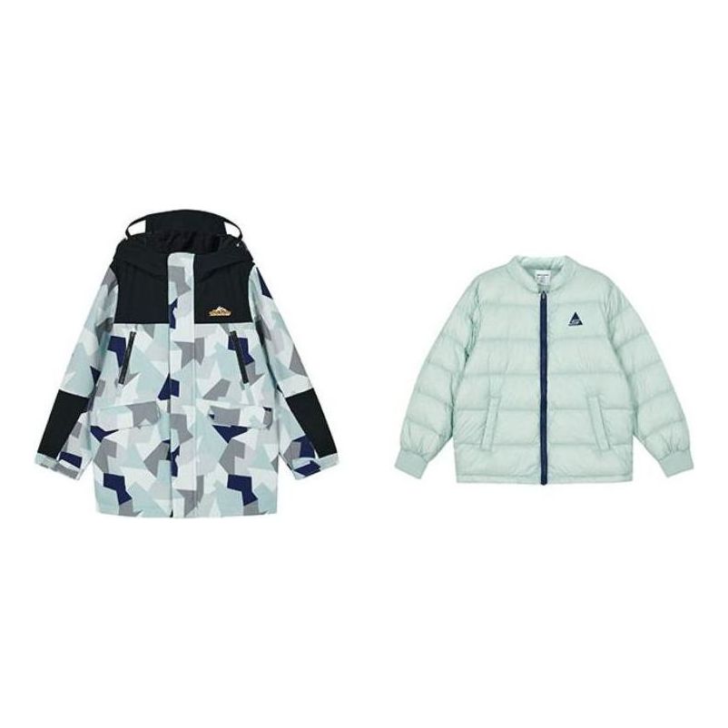 (GS) Skechers Full Print Zip Hooded Jacket Suit 'Teal Black White' L423B007-03HN