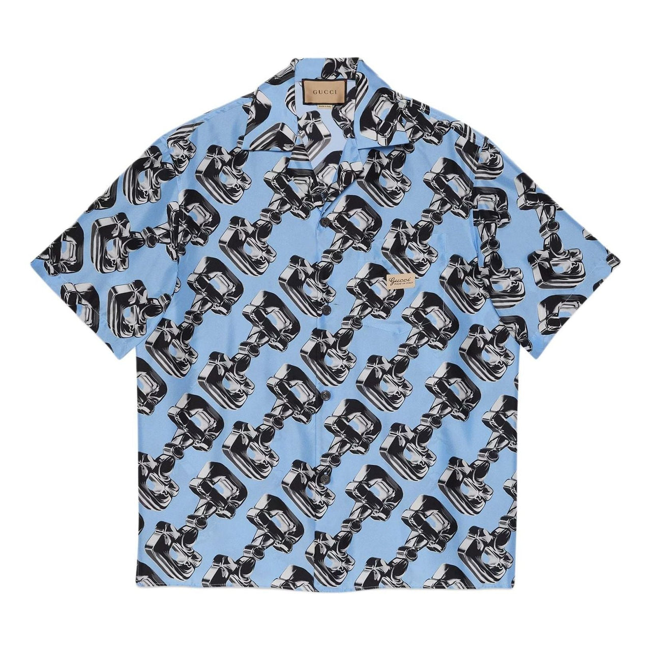 Gucci 3D Glass Horsebit Print Shirt 'Light Blue Grey' 773188-ZAQDW-4834