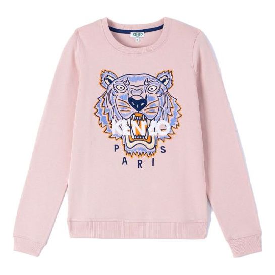 (WMNS) KENZO Classic Tiger Head Printing Round Neck Hoodie Pink FA52SW7054XA-34