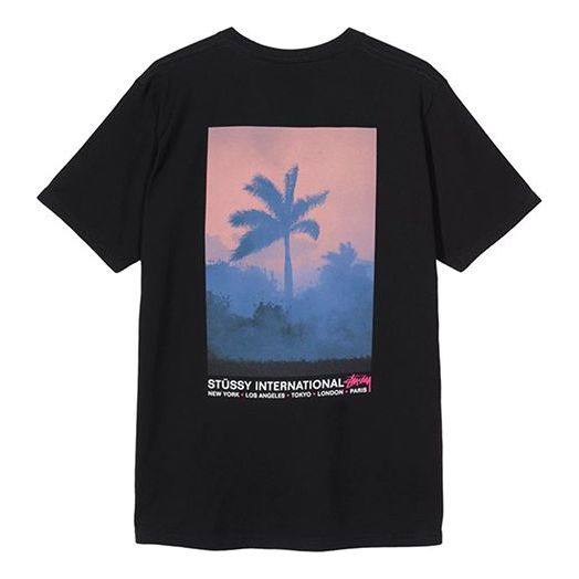 Stussy Fire Palm Tee Pattern Short Sleeve Unisex Black 1904428-BLACK