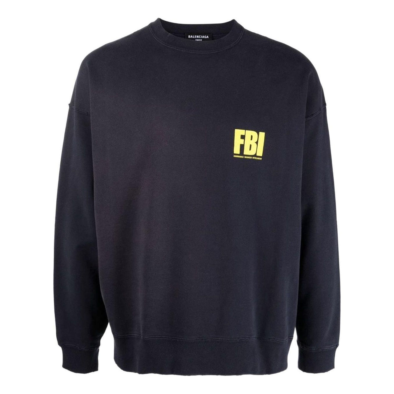 Balenciaga FBI Crewneck Sweatshirt 'Navy/Yellow' 676629TLVH14265