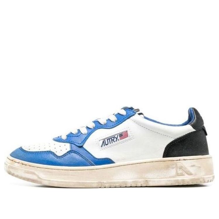 Autry Medalist Leather Low 'Distressed White Black Azure' AVLM-SV10