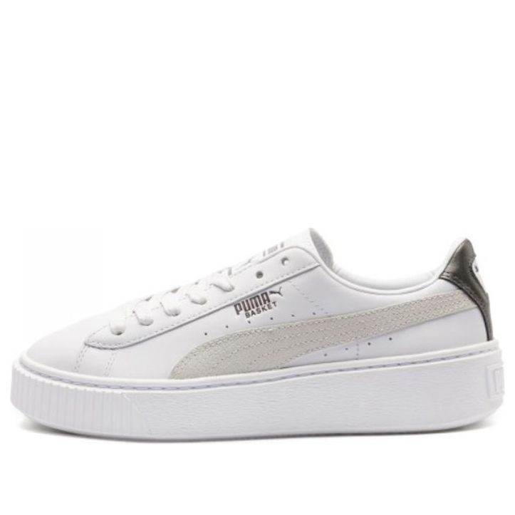(WMNS) PUMA Basket Platform Low Top Casual Skate Shoes Unisex White 367850-01