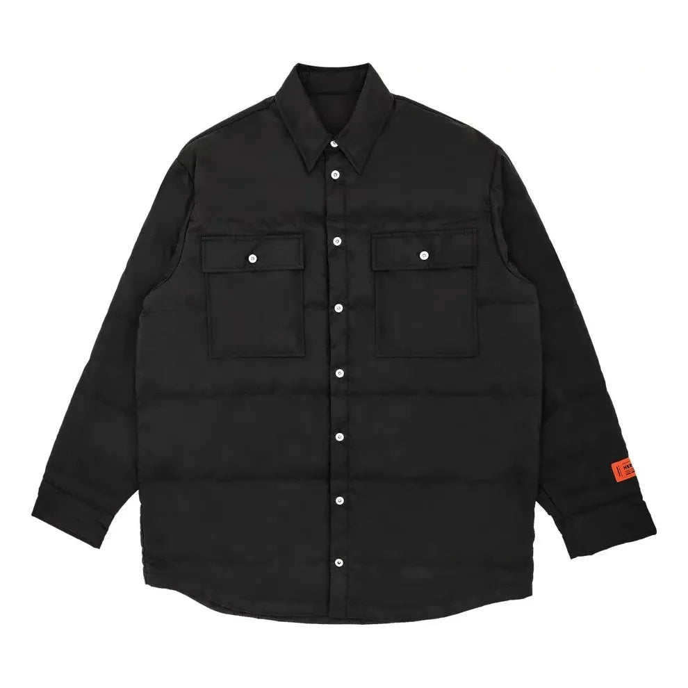 HERON PRESTON Quilted Nylon Shirt 'Black' HMEA072F21FAB0011000