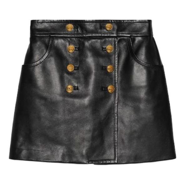 (WMNS) Gucci Leather Skirt 'Black' 746790-XN336-1000
