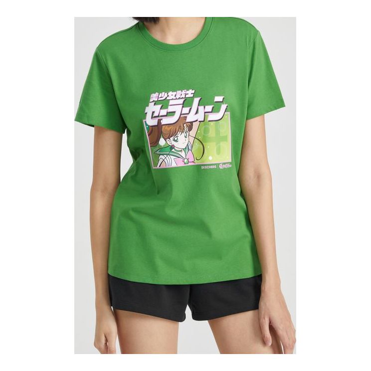 Skechers SS20 Sailor Moon Crossover Short Sleeve Green T-Shirt L120W118-00MX