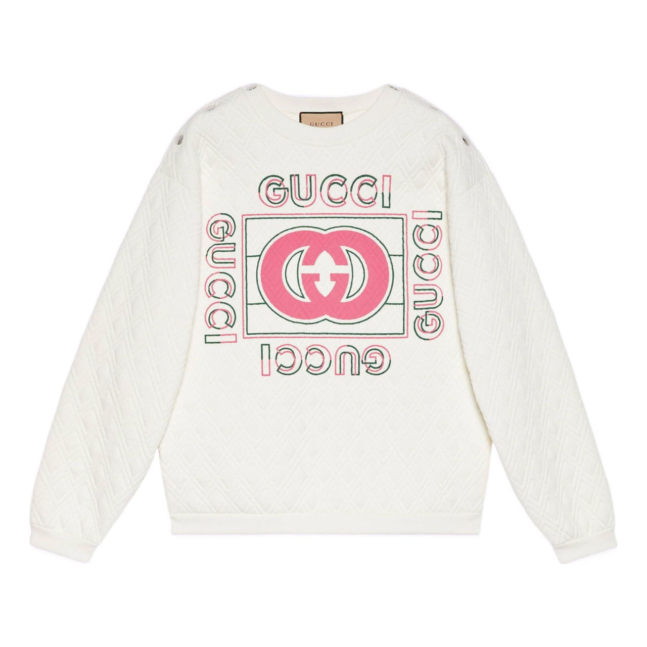 (WMNS) Gucci Vintage Logo Quilted Sweatshirt 'White Pink' 717400-XJEV9-9095