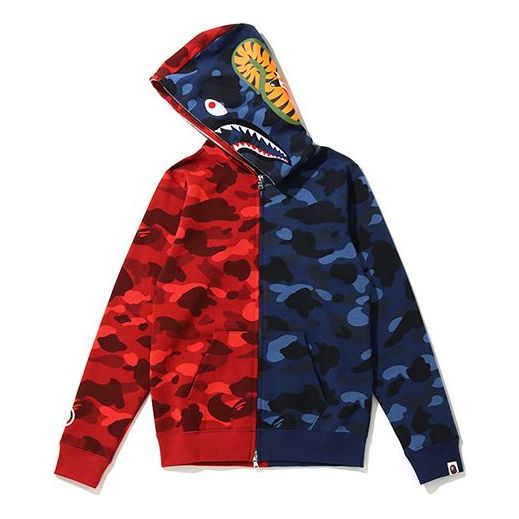A Bathing Ape Shark Camo Full Zip Hoodie 'Red Blue' 0ZXSWW115501E