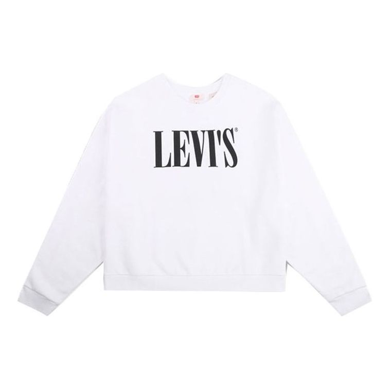 (WMNS) Levi's Short Casual Fleece Lined Hoodie White 85283-0000