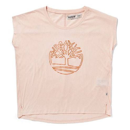 Timberland Logo Printing Short Sleeve Pink B5510N97