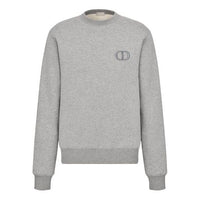 Men's DIOR SS21 Logo Pattern Embroidered Round Neck Long Sleeves Gray 113J699A0531-C888