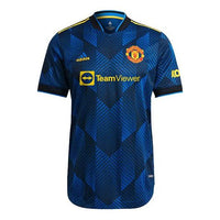 adidas 21-22 Season Player Edition Soccer/Football Sports Short Sleeve Jersey Manchester United Away Blue GM4617