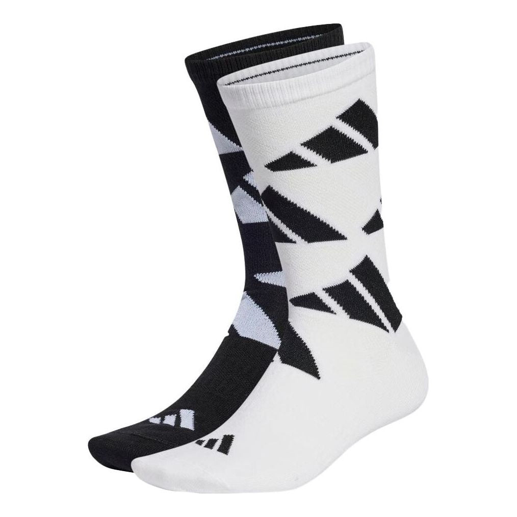 adidas AEROREADY Crew Logo Brand Love Socks 2 Pairs 'Black White' HT3462