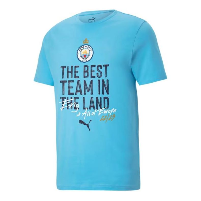 PUMA X Manchester City UCL 22/23 Winners T-Shirt 'Blue' 778684-04