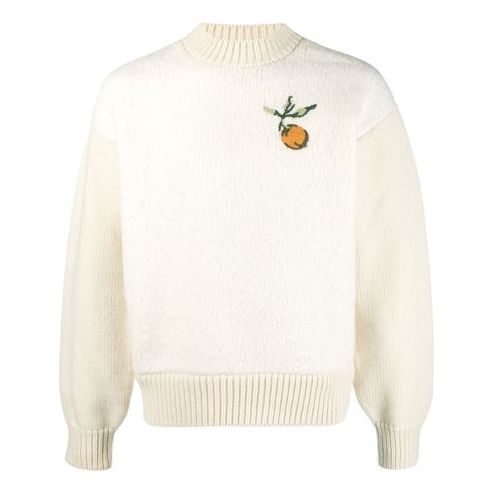 Off-White Unisex Printing Round-neck Knitted Sweaters Ivory OMHE057F20KNI0010118