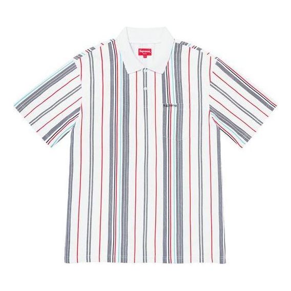 Supreme Vertical Stripe Polo 'White Grey Red' SUP-SS20-240