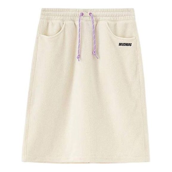 (WMNS) Skechers Lifestyle Series Drawstring Loose Knitted Casual Skirt 'White' L420W098