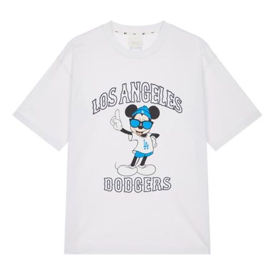 MLB Disney Mickey Crossover Los Angeles Dodgers Basic Printing Round Neck Short Sleeve Unisex White 31TSK3031-07W