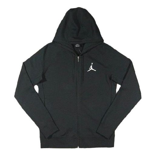 Air Jordan Solid Color Knit Athleisure Casual Sports Hooded Jacket Black 822659-010