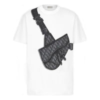 DIOR SS20 Compact Spinning Cotton Saddle Bag Printed For Men White 943J605N0554-C088