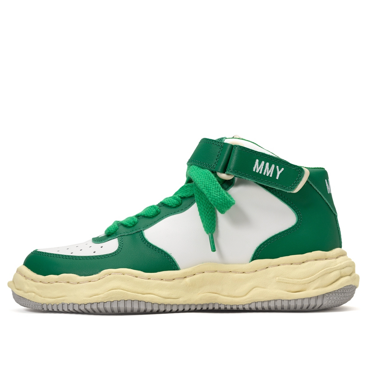 Maison MIHARA YASUHIRO WAYNE VL OG Sole Leather High-top Sneaker 'Green' A09FW729-WHTGRN