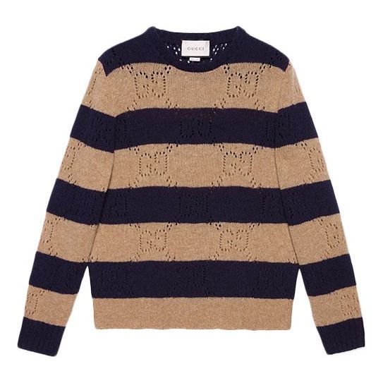 Gucci GG Knit Striped Wool Sweater 'Camel' 645293-XKBPH-2420