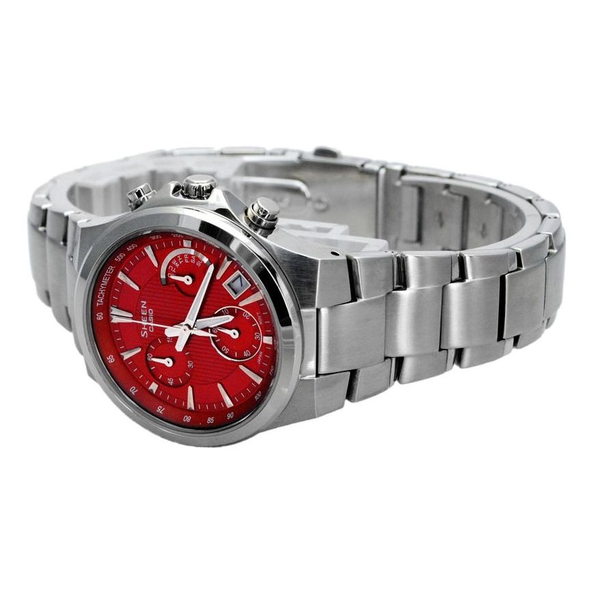 CASIO SHEEN Series Waterproof Silver/ Sports Red Analog SHE-3500D-4A